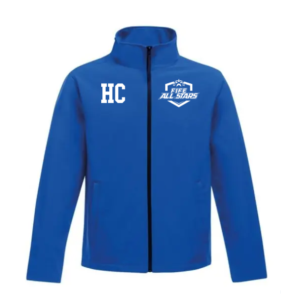 Fife All Stars branded blue softshell Jacket.