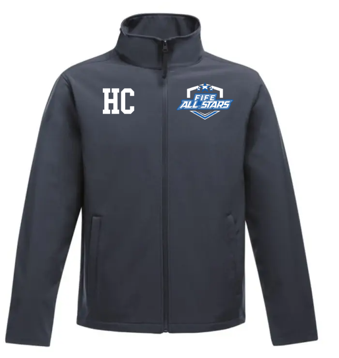 Fife All Stars Youth Flag Football branded navy softshell Jacket. Fife All Stars Youth Flag Football branded navy softshell Jacket.