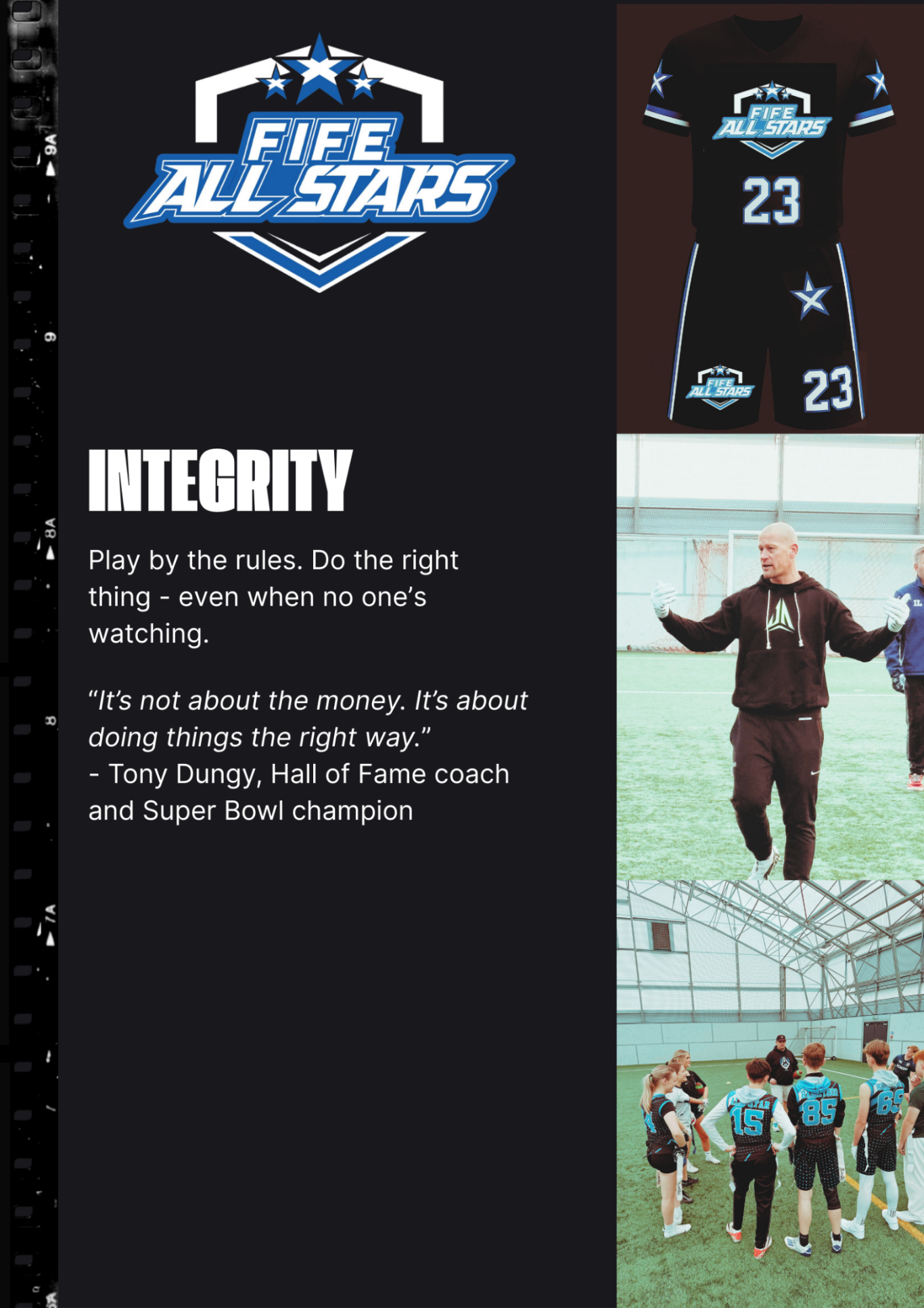 Fife All Stars logo, stating Integrity.